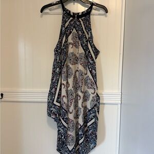 Cato HAVANA BOUND FADED DENIA Handkerchief Dress - Navy and Cream